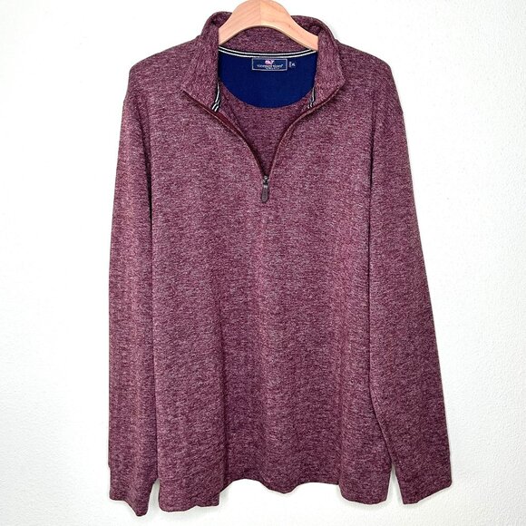 Vineyard Vines 1/2 Zip Herringbone Pullover Sweatshirt in Burgundy Size XL - Picture 10 of 10